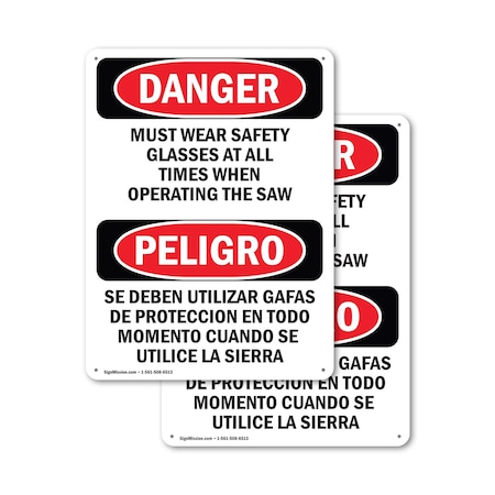 Signmission 18 in Height, 12 in Width, Aluminum, Rectangle, Bilingual OS-2PACK-DS-A-1218-VS-1678